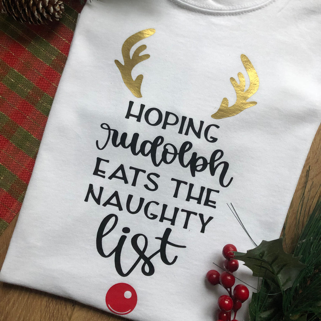 Rudolph 'Naughty List' Slogan T-Shirt