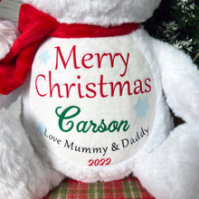 Load image into Gallery viewer, Personalised Snowman Christmas Teddy
